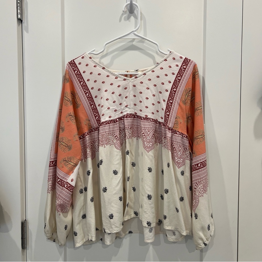 Sundance Bohemian Floral Print Women's Top Flowy Small